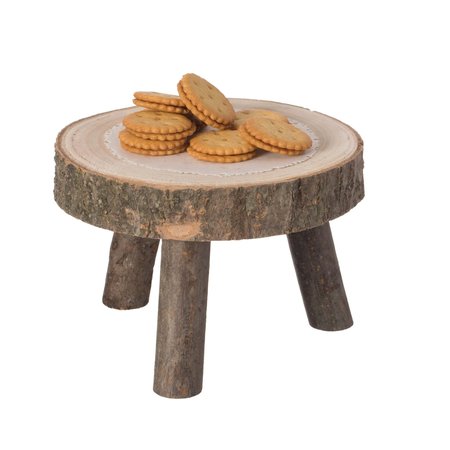 VINTIQUEWISE Decorative Antique Round Natural Wooden Accent Stool for Indoor and Outdoor QI004282